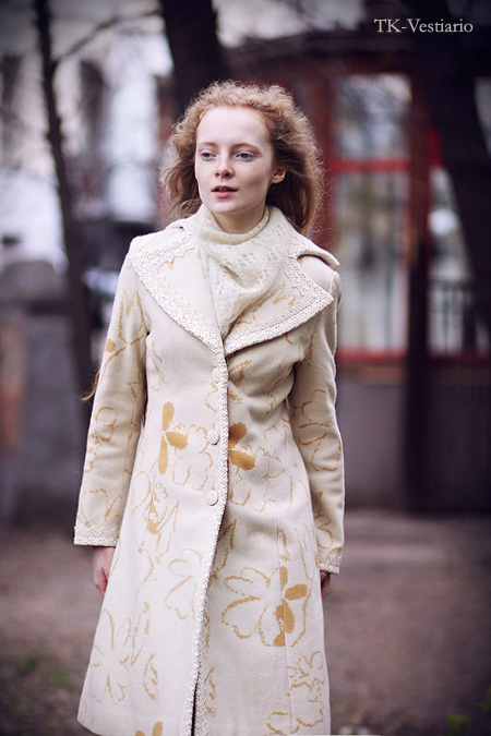 шерстяное пальто с цветами Таисия Кирцова TK-Vestiario